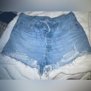 Levi's Blue Distressed Jean Shorts